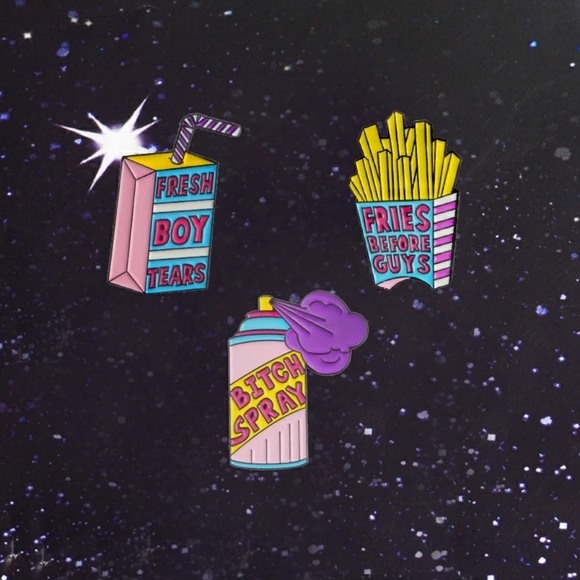Jewelry - 🍟🖤3pcs Fries before guys enamel pin set